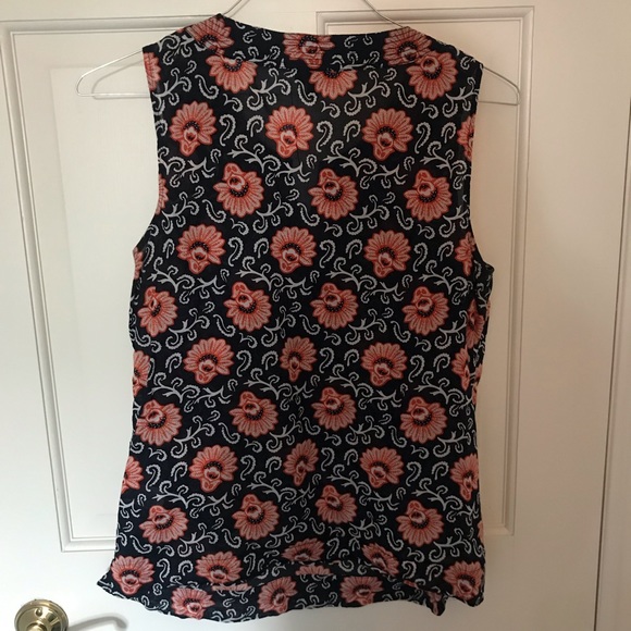 2 for $15 - Talbots Navy/Coral Blouse EUC - Picture 2 of 4